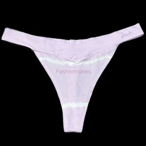 Victorias Secret Pink Soft Cotton Thong Panty Script Logo lilac
